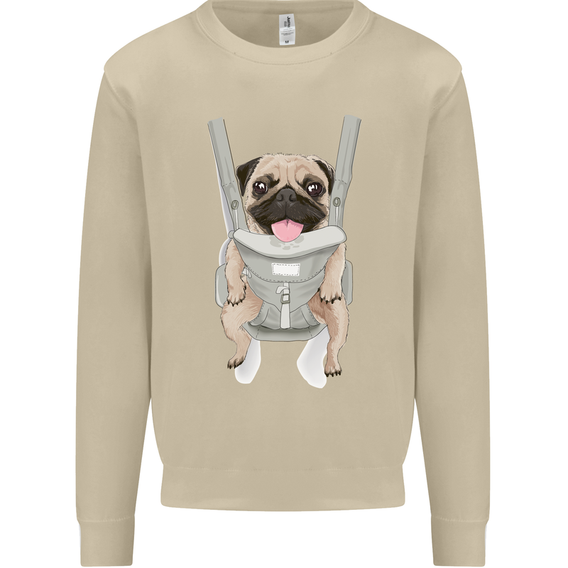 A Pug in a Baby Harness Funny Dog Mens Sweatshirt Jumper Sand