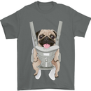 A Pug in a Baby Harness Funny Dog Mens T-Shirt Cotton Gildan Charcoal