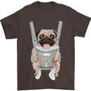 A Pug in a Baby Harness Funny Dog Mens T-Shirt Cotton Gildan Dark Chocolate