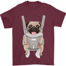 A Pug in a Baby Harness Funny Dog Mens T-Shirt Cotton Gildan Maroon