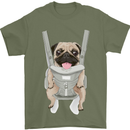 A Pug in a Baby Harness Funny Dog Mens T-Shirt Cotton Gildan Military Green