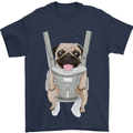 A Pug in a Baby Harness Funny Dog Mens T-Shirt Cotton Gildan Navy Blue