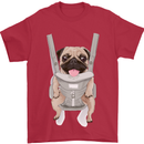 A Pug in a Baby Harness Funny Dog Mens T-Shirt Cotton Gildan Red