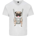 A Pug in a Baby Harness Funny Dog Mens V-Neck Cotton T-Shirt White