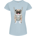 A Pug in a Baby Harness Funny Dog Womens Petite Cut T-Shirt Light Blue