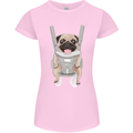 A Pug in a Baby Harness Funny Dog Womens Petite Cut T-Shirt Light Pink