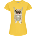 A Pug in a Baby Harness Funny Dog Womens Petite Cut T-Shirt Yellow