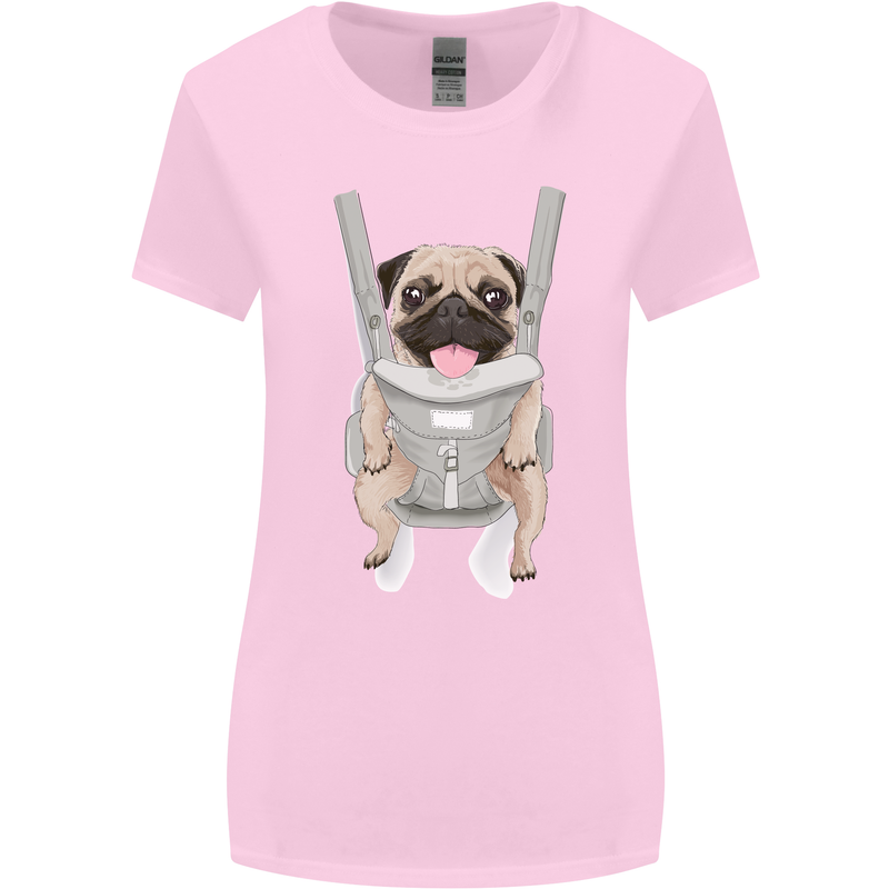 A Pug in a Baby Harness Funny Dog Womens Wider Cut T-Shirt Light Pink