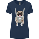 A Pug in a Baby Harness Funny Dog Womens Wider Cut T-Shirt Navy Blue