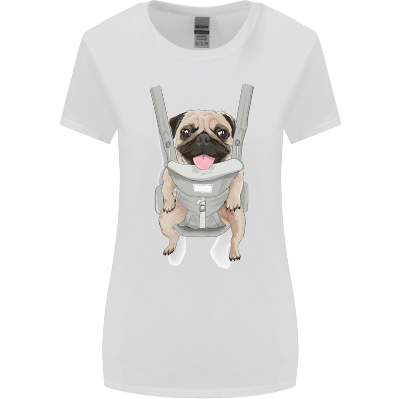 A Pug in a Baby Harness Funny Dog Womens Wider Cut T-Shirt White