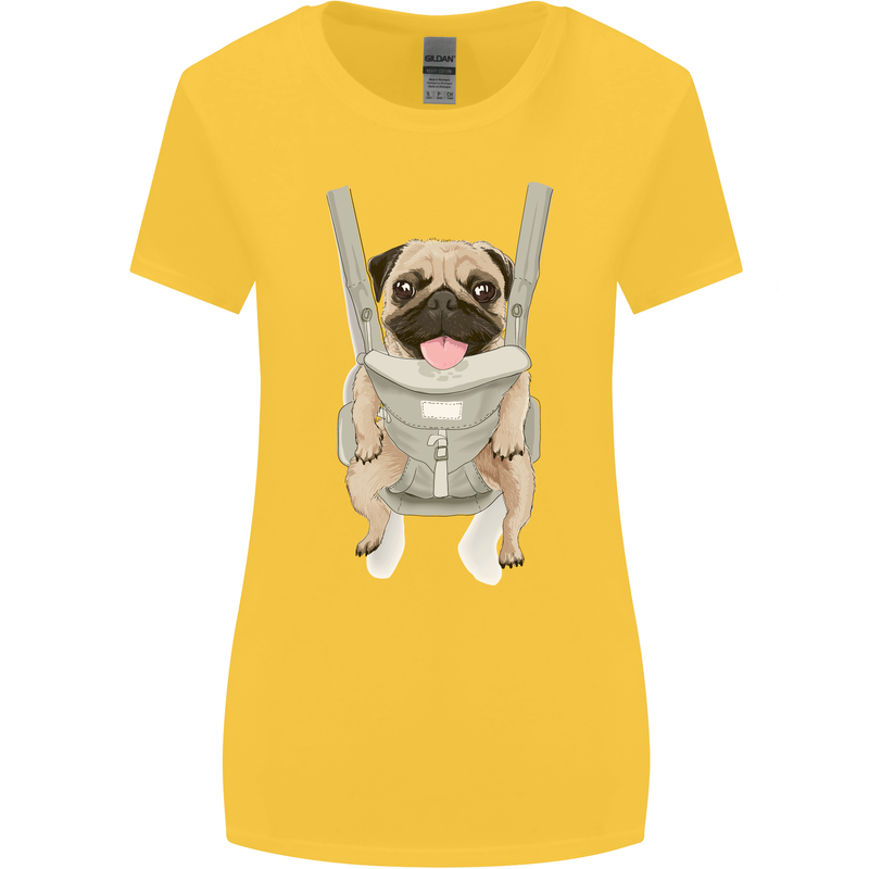 A Pug in a Baby Harness Funny Dog Womens Wider Cut T-Shirt Yellow