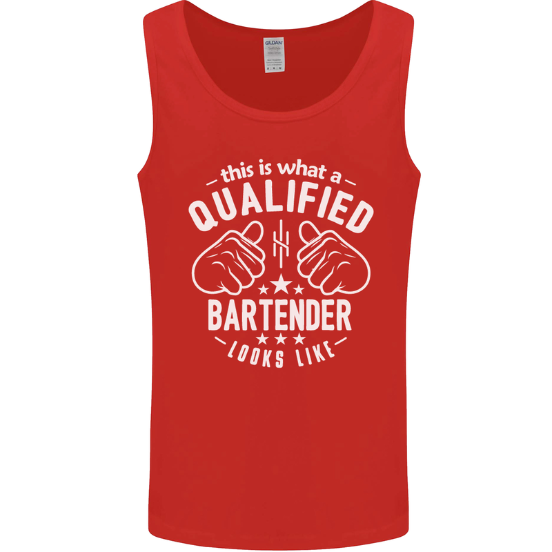 A Qualified Bartender Looks Like Mens Vest Tank Top Red