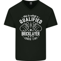 A Qualified Bricklayer Looks Like Mens V-Neck Cotton T-Shirt Black