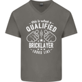 A Qualified Bricklayer Looks Like Mens V-Neck Cotton T-Shirt Charcoal