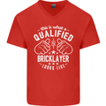A Qualified Bricklayer Looks Like Mens V-Neck Cotton T-Shirt Red