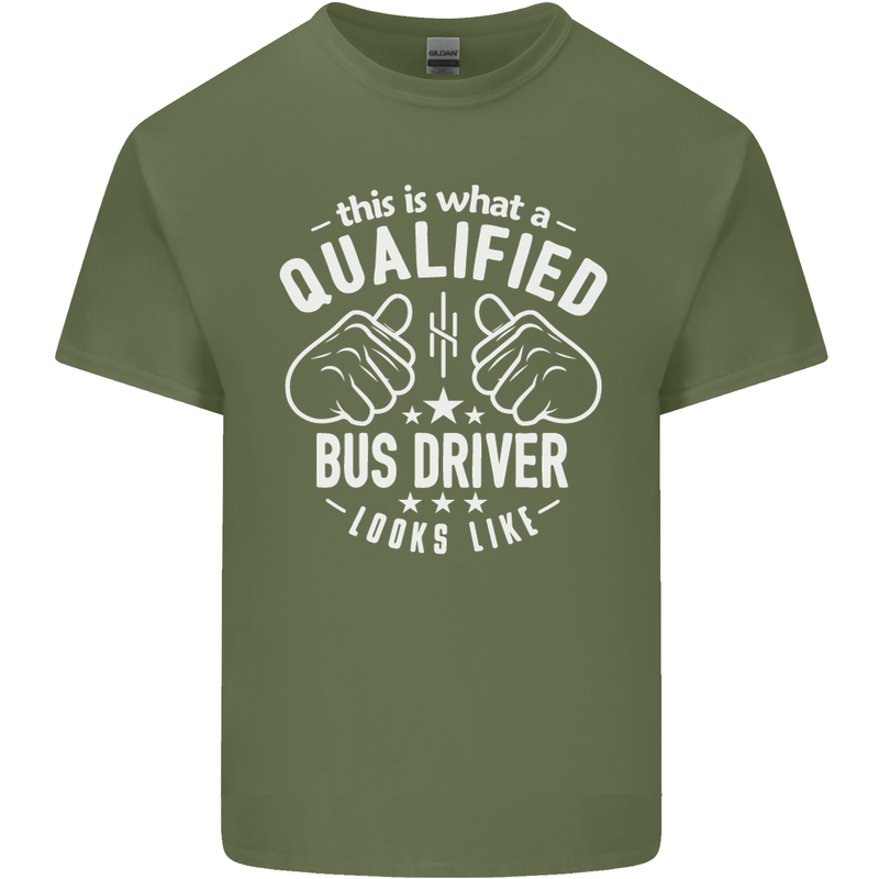 A Qualified Bus Driver Looks Like Mens Cotton T-Shirt Tee Top Military Green