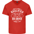 A Qualified Bus Driver Looks Like Mens V-Neck Cotton T-Shirt Red
