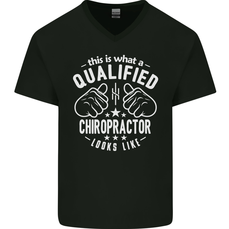A Qualified Chiropractor Looks Like Mens V-Neck Cotton T-Shirt Black