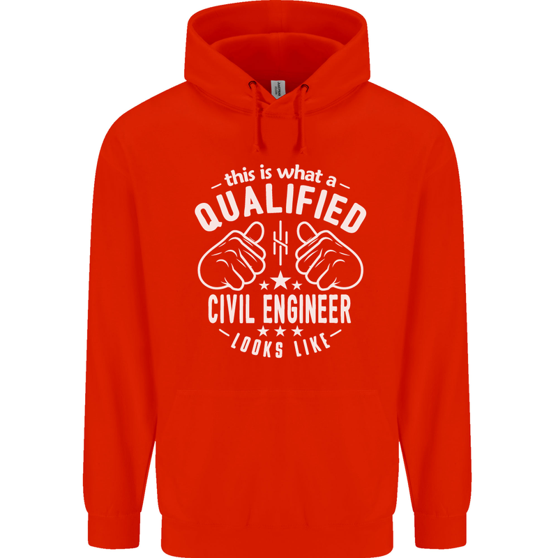 A Qualified Civil Engineer Looks Like Mens 80% Cotton Hoodie Bright Red