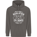 A Qualified Civil Engineer Looks Like Mens 80% Cotton Hoodie Charcoal