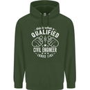 A Qualified Civil Engineer Looks Like Mens 80% Cotton Hoodie Forest Green