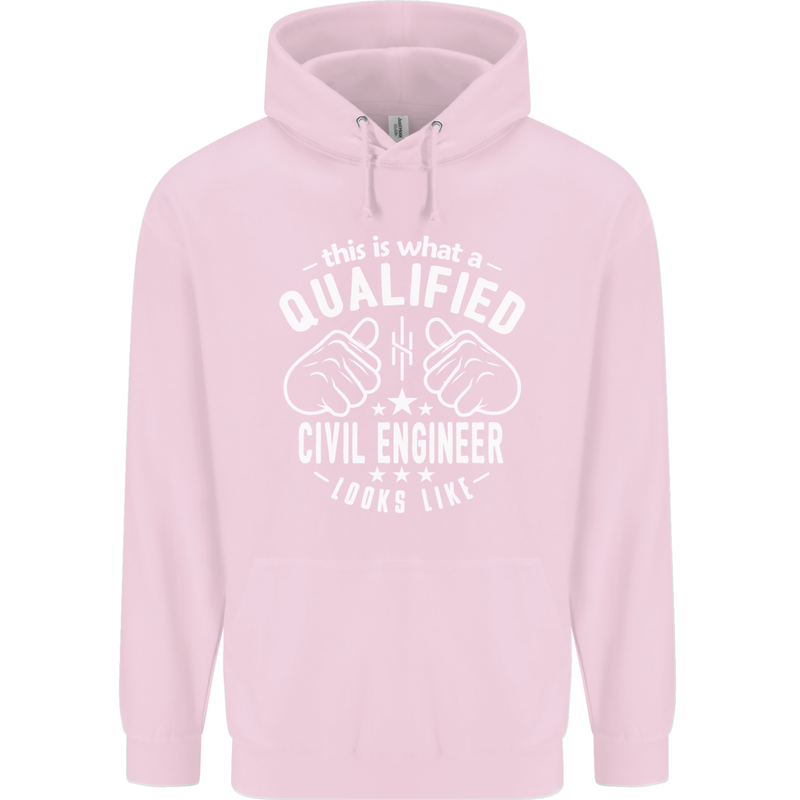 A Qualified Civil Engineer Looks Like Mens 80% Cotton Hoodie Light Pink