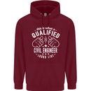 A Qualified Civil Engineer Looks Like Mens 80% Cotton Hoodie Maroon