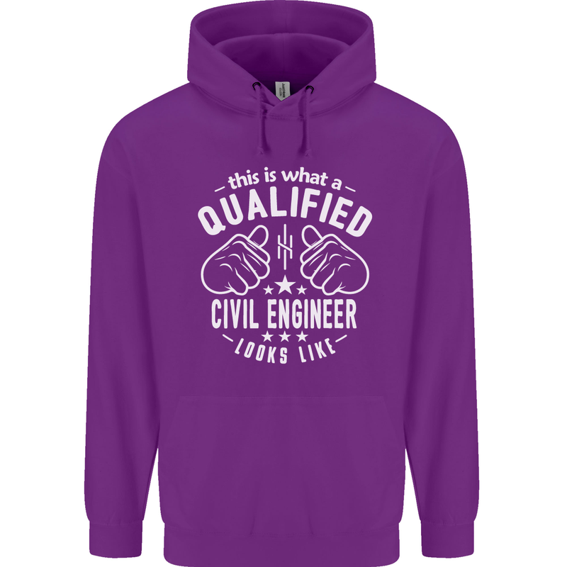 A Qualified Civil Engineer Looks Like Mens 80% Cotton Hoodie Purple