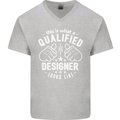 A Qualified Designer Looks Like Mens V-Neck Cotton T-Shirt Sports Grey