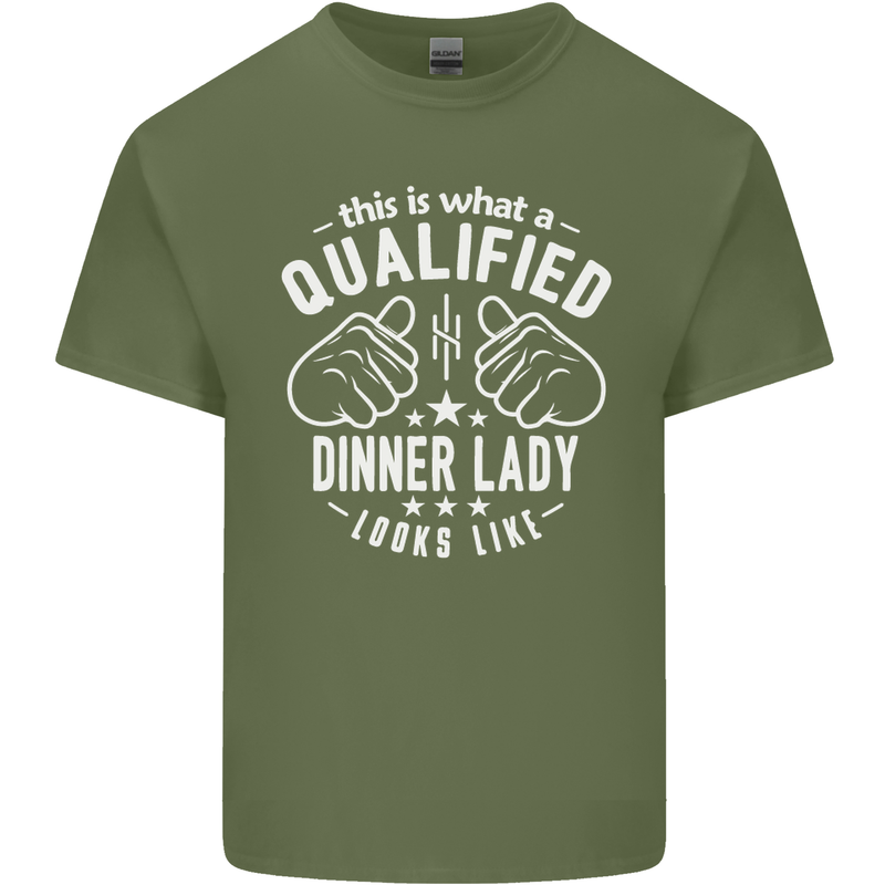 A Qualified Dinner Lady Looks Like Mens Cotton T-Shirt Tee Top Military Green