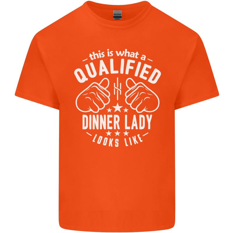 A Qualified Dinner Lady Looks Like Mens Cotton T-Shirt Tee Top Orange