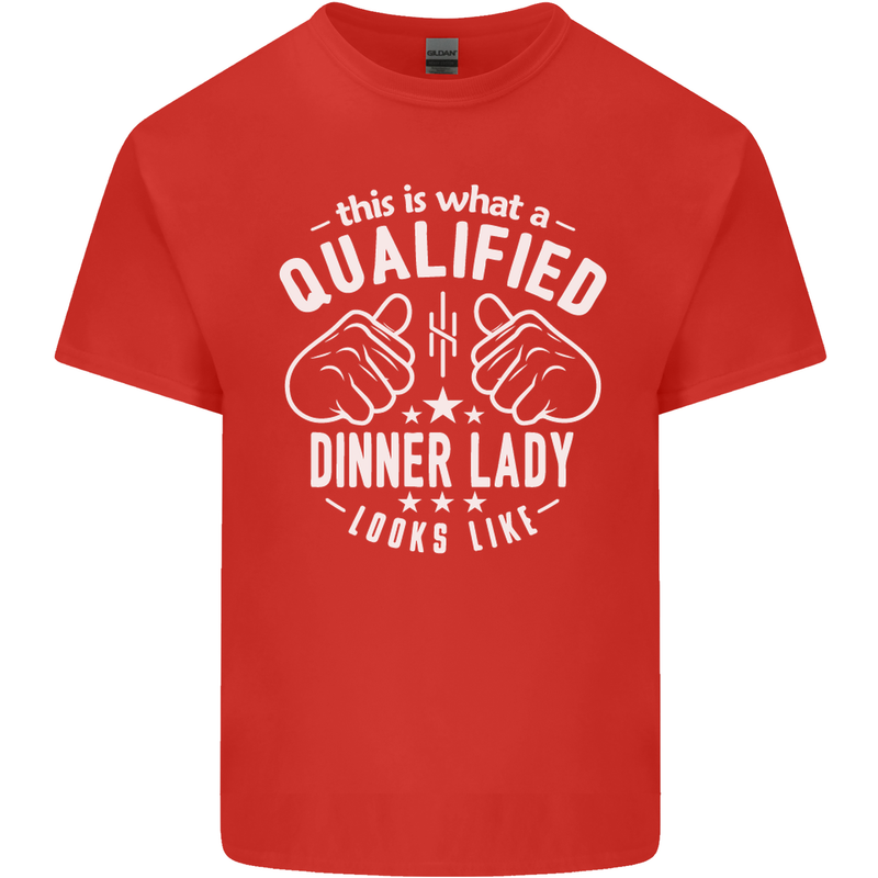 A Qualified Dinner Lady Looks Like Mens Cotton T-Shirt Tee Top Red