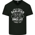 A Qualified Dinner Lady Looks Like Mens V-Neck Cotton T-Shirt Black