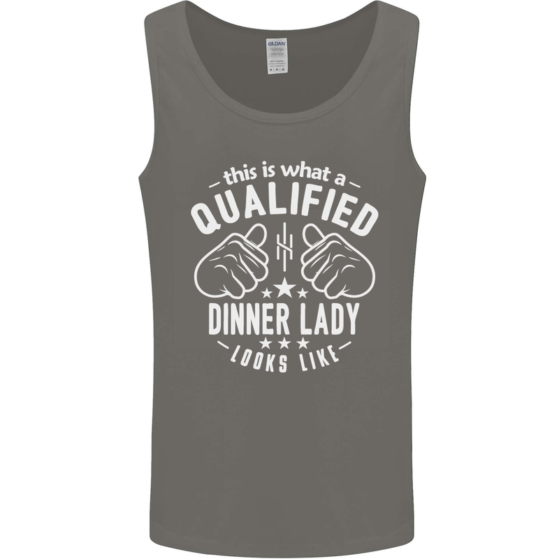 A Qualified Dinner Lady Looks Like Mens Vest Tank Top Charcoal