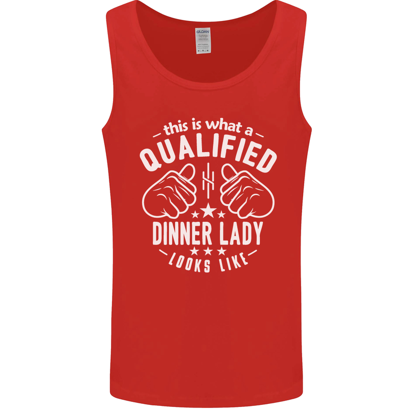 A Qualified Dinner Lady Looks Like Mens Vest Tank Top Red