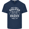 A Qualified Driving Instructor Looks Like Mens V-Neck Cotton T-Shirt Navy Blue