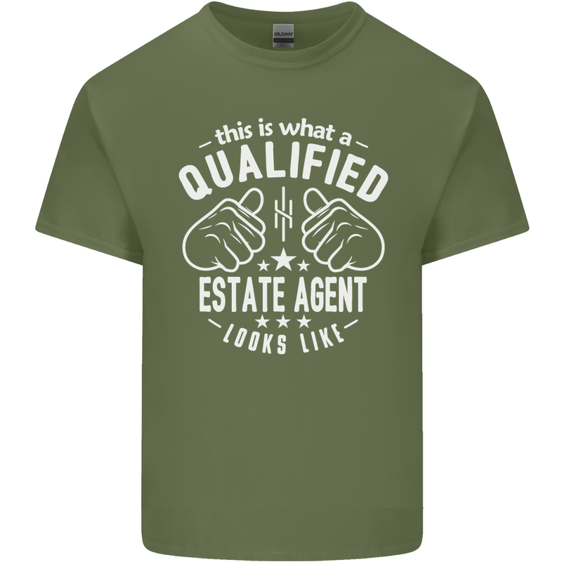 A Qualified Estate Agent Looks Like Mens Cotton T-Shirt Tee Top Military Green