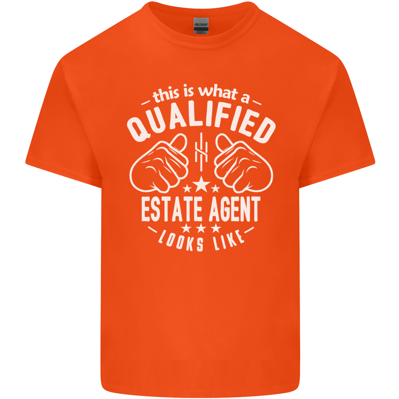 A Qualified Estate Agent Looks Like Mens Cotton T-Shirt Tee Top Orange
