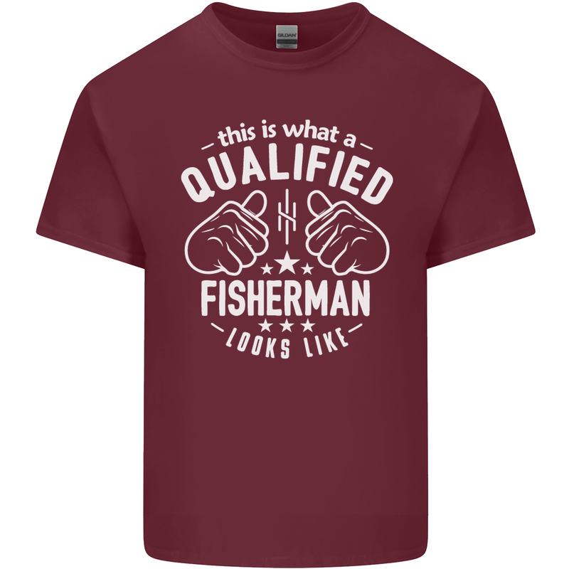 A Qualified Fisherman Looks Like Mens Cotton T-Shirt Tee Top Maroon