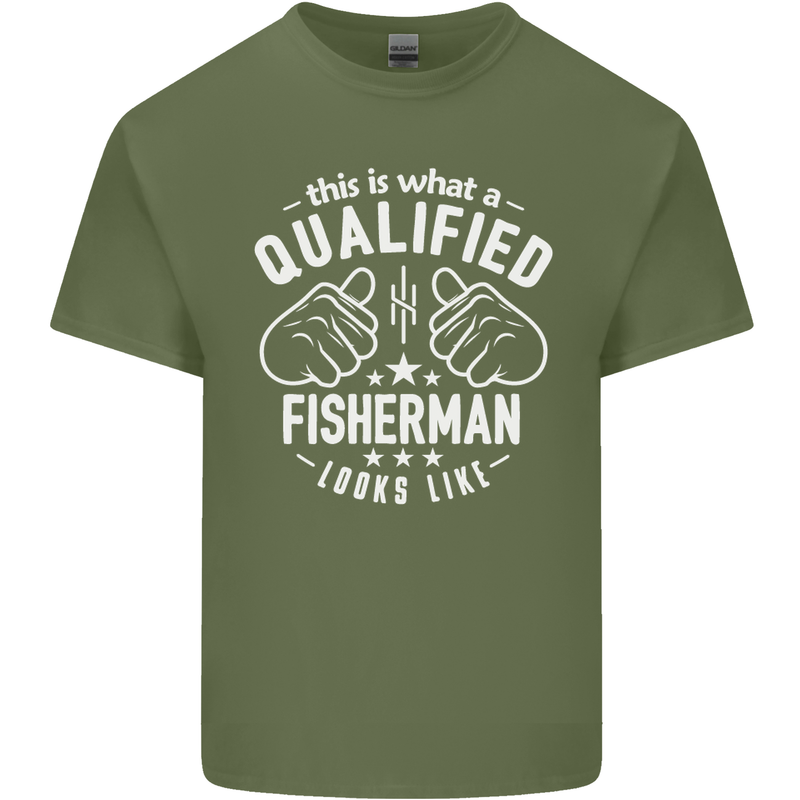 A Qualified Fisherman Looks Like Mens Cotton T-Shirt Tee Top Military Green