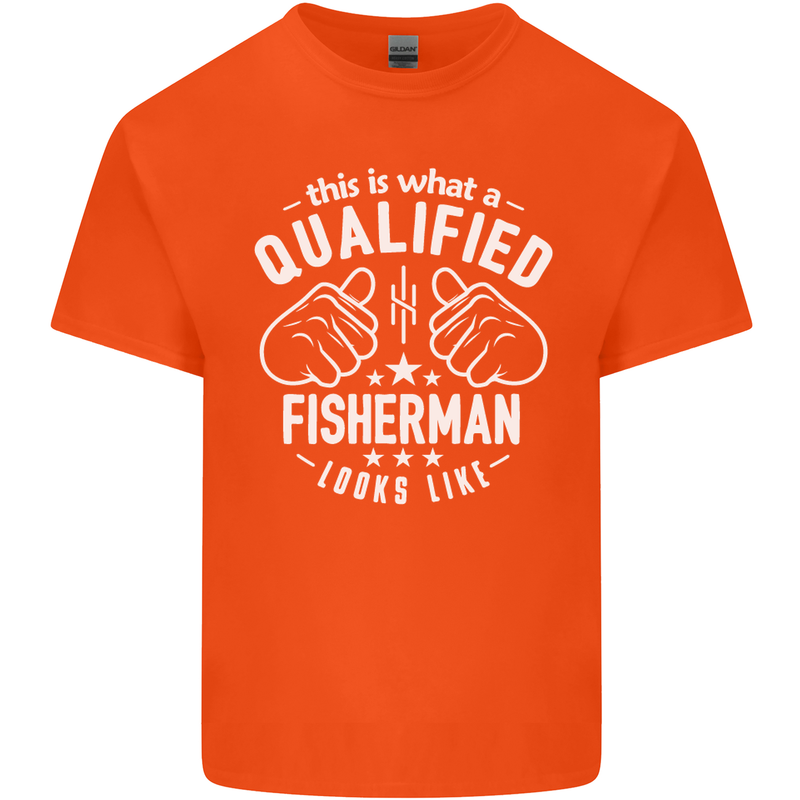 A Qualified Fisherman Looks Like Mens Cotton T-Shirt Tee Top Orange