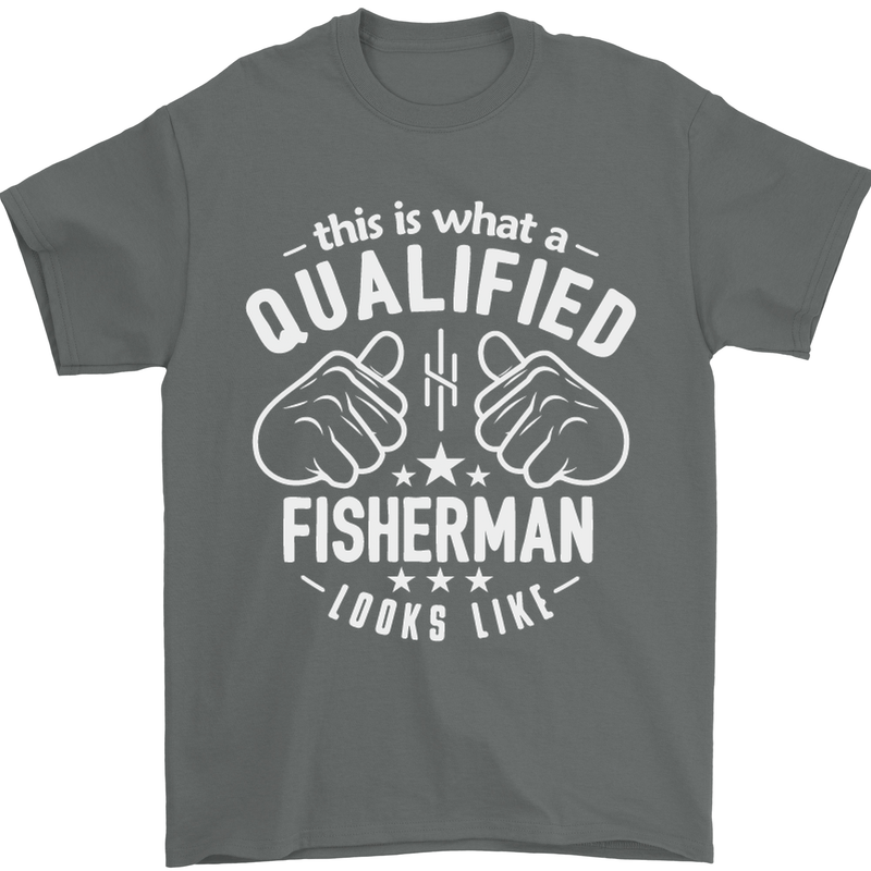 A Qualified Fisherman Looks Like Mens T-Shirt Cotton Gildan Charcoal