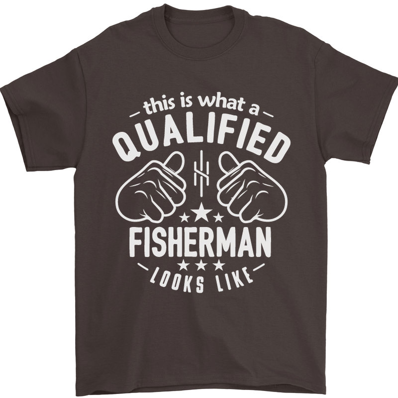 A Qualified Fisherman Looks Like Mens T-Shirt Cotton Gildan Dark Chocolate