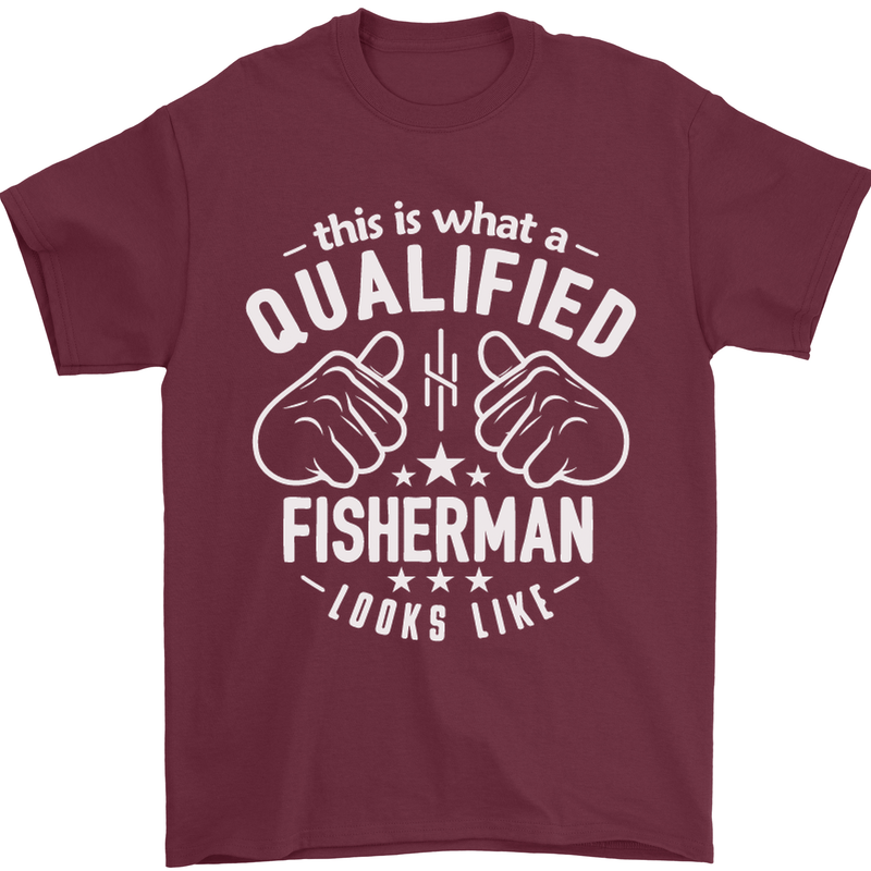 A Qualified Fisherman Looks Like Mens T-Shirt Cotton Gildan Maroon