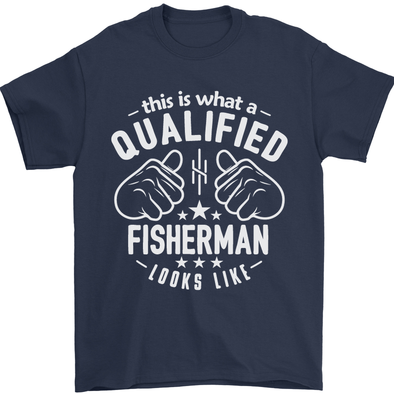 A Qualified Fisherman Looks Like Mens T-Shirt Cotton Gildan Navy Blue