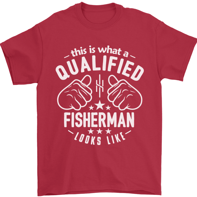 A Qualified Fisherman Looks Like Mens T-Shirt Cotton Gildan Red