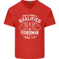 A Qualified Fisherman Looks Like Mens V-Neck Cotton T-Shirt Red
