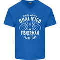 A Qualified Fisherman Looks Like Mens V-Neck Cotton T-Shirt Royal Blue
