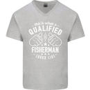 A Qualified Fisherman Looks Like Mens V-Neck Cotton T-Shirt Sports Grey