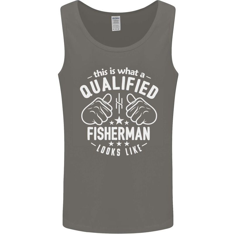 A Qualified Fisherman Looks Like Mens Vest Tank Top Charcoal
